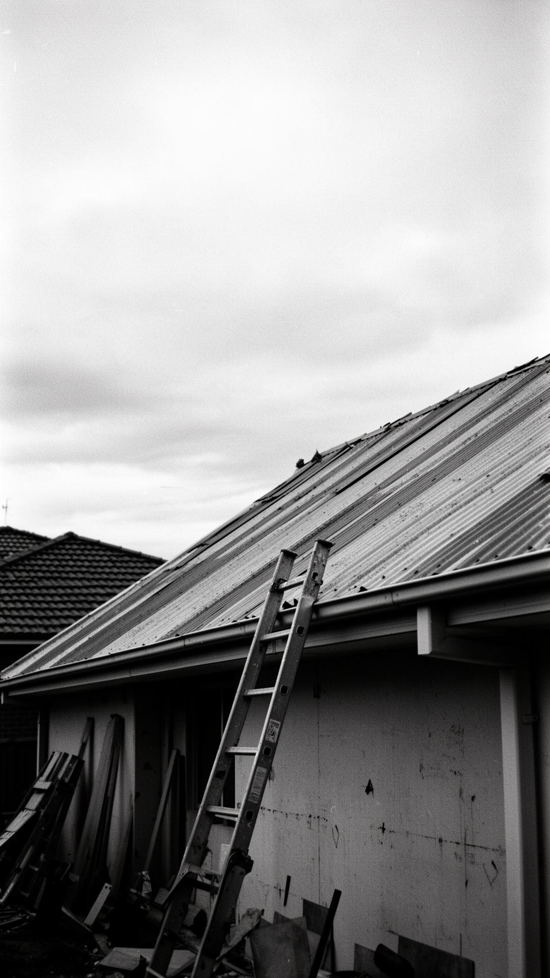 Tin roof renovation in progress, Perth